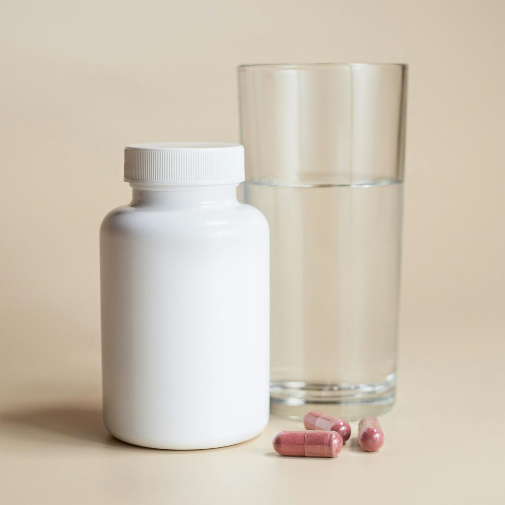 Natural sleep support supplement bottle